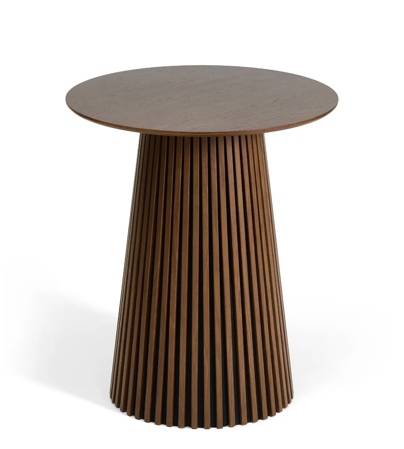 Lewis Bartisch mit Lamellen aus geräucherter Eiche mit Säulenfuß – 90 x 105 cm