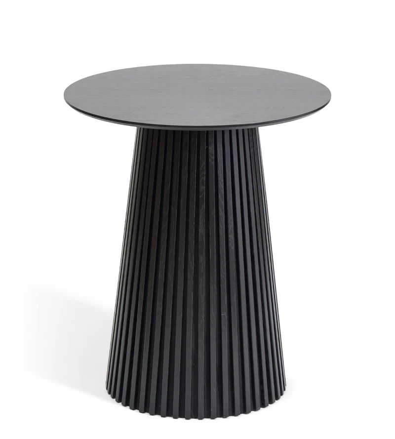 Lewis Bartisch mit Lamellen in Schwarz und Säulenfuß – 90 x 105 cm