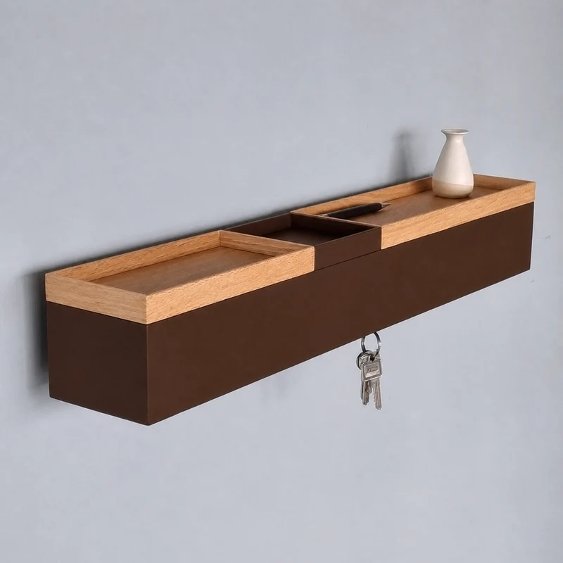 MOCHA 72 – Wandkonsole 72 cm mit 3 Tabletts in Eiche/Kakao