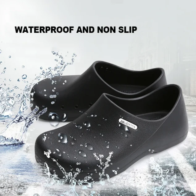 Non-Slip Waterproof Chef Clogs (Anti-Skid Oil-Proof Work Shoes for Kitchen & Medical)