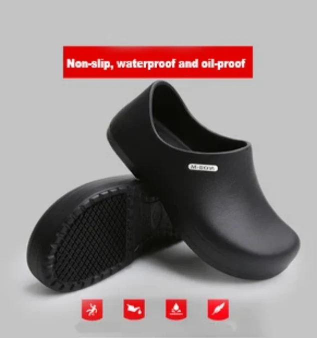 Non-Slip Waterproof Chef Clogs (Anti-Skid Oil-Proof Work Shoes for Kitchen & Medical)