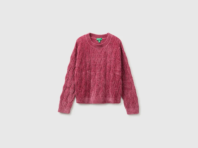 Chenille-Pullover mit Rundhalsausschnitt