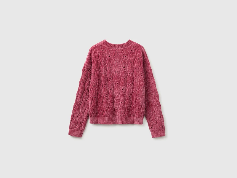 Chenille-Pullover mit Rundhalsausschnitt