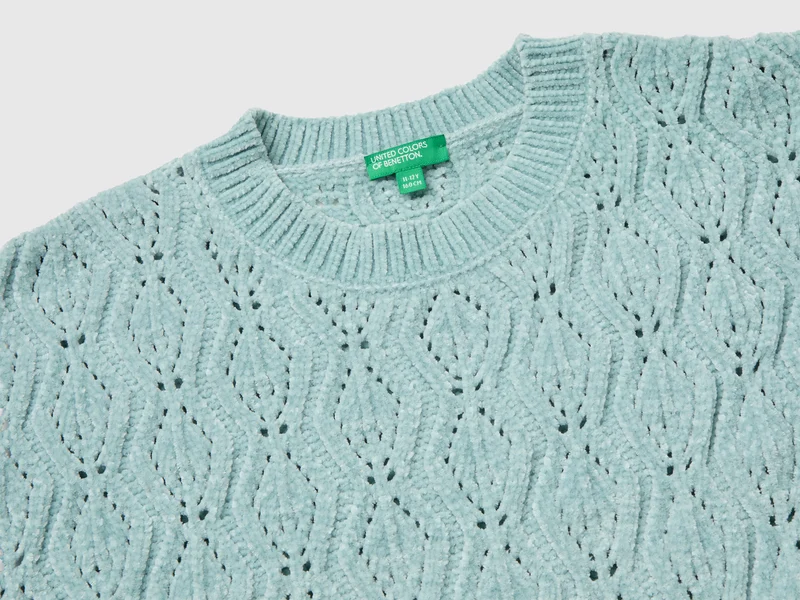 Chenille-Pullover mit Rundhalsausschnitt