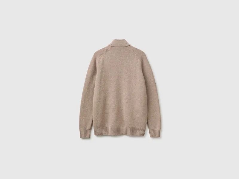 Strickjacke mit Reißverschluss aus 100 % Merinowolle