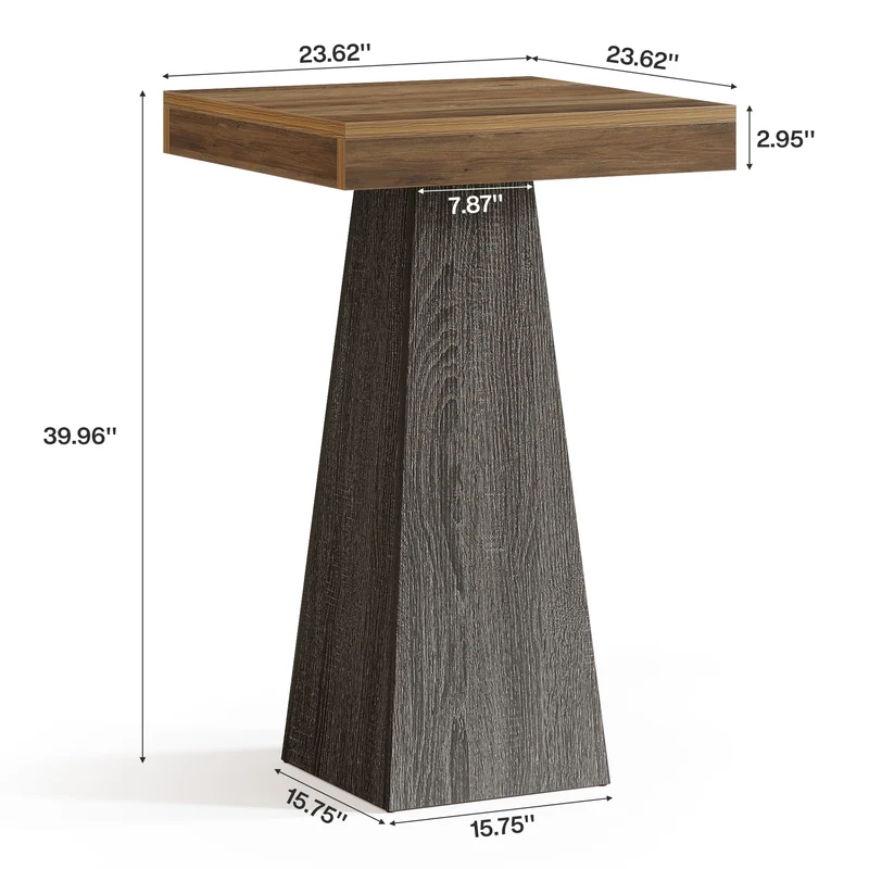 Tribesigns Bartisch 102 cm hoch, Quadratischer Stehtisch für kleine Räume mit stabilem Standfuß