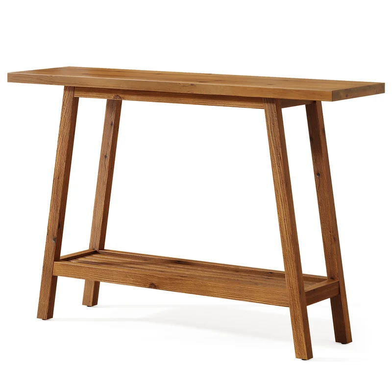 Tribesigns Massivholz Konsolentisch 105 cm schmal mit Ablage, Sofatisch mit Stauraum im Landhausstil