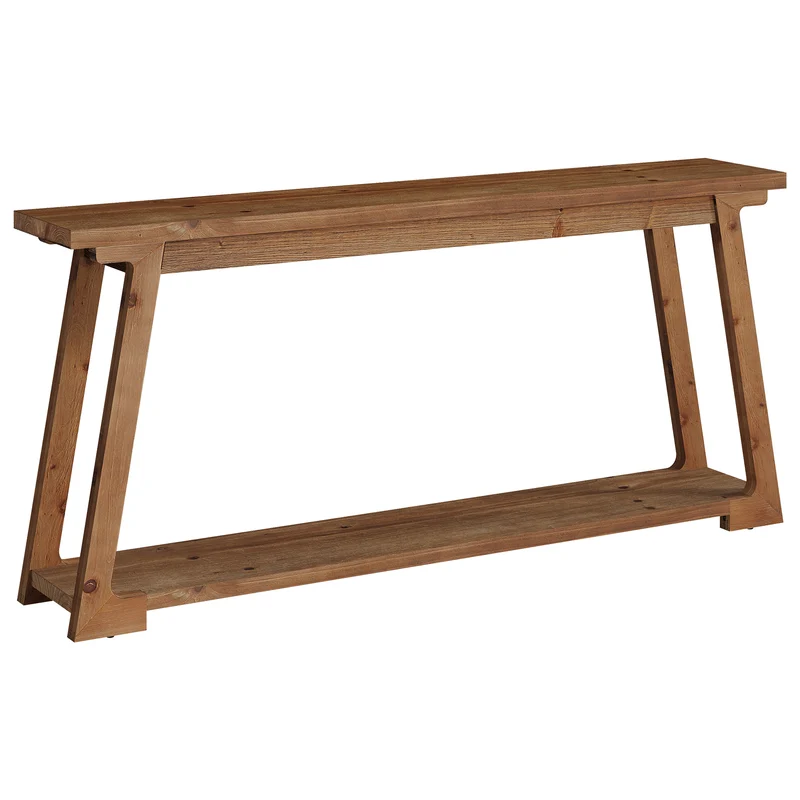 Tribesigns Massivholz Konsolentisch 160 cm hinter Sofa mit 2 Ablagen, langer Sofatisch schmal für Wohnzimmer & Flur