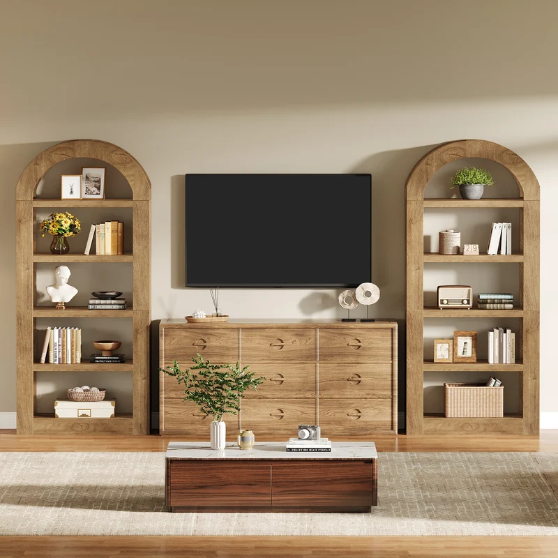Tribesigns Arched Bücherregal 180 cm hoch, 5-stöckiges offenes Standregal mit Stauraum