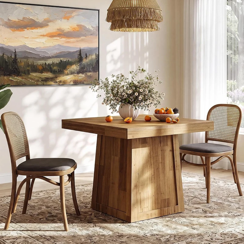 Tribesigns Quadratischer Esstisch 80 × 80 cm, Küchentisch im Landhausstil mit Trapezgestell