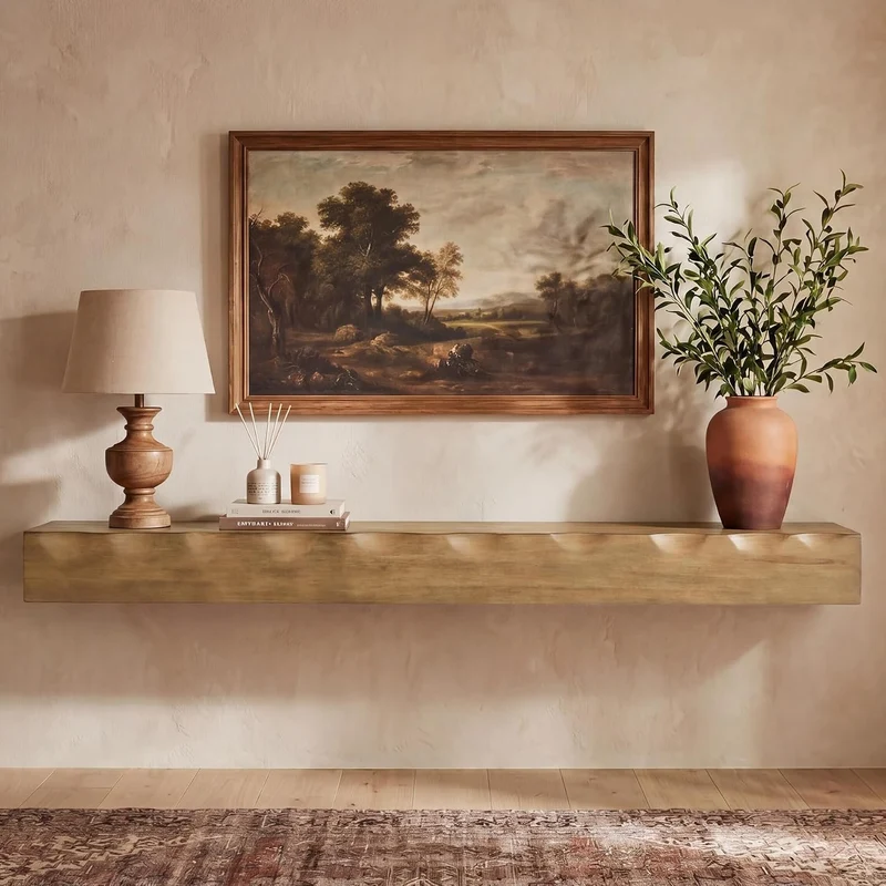 Tribesigns Wand-TV-Board 160 cm aus Massivholz, schwebendes TV-Regal für bis 75 Zoll