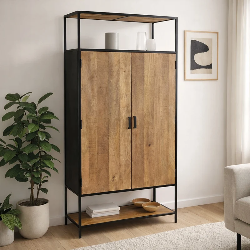 Hochschrank Mango massiv Metall - Sturdy