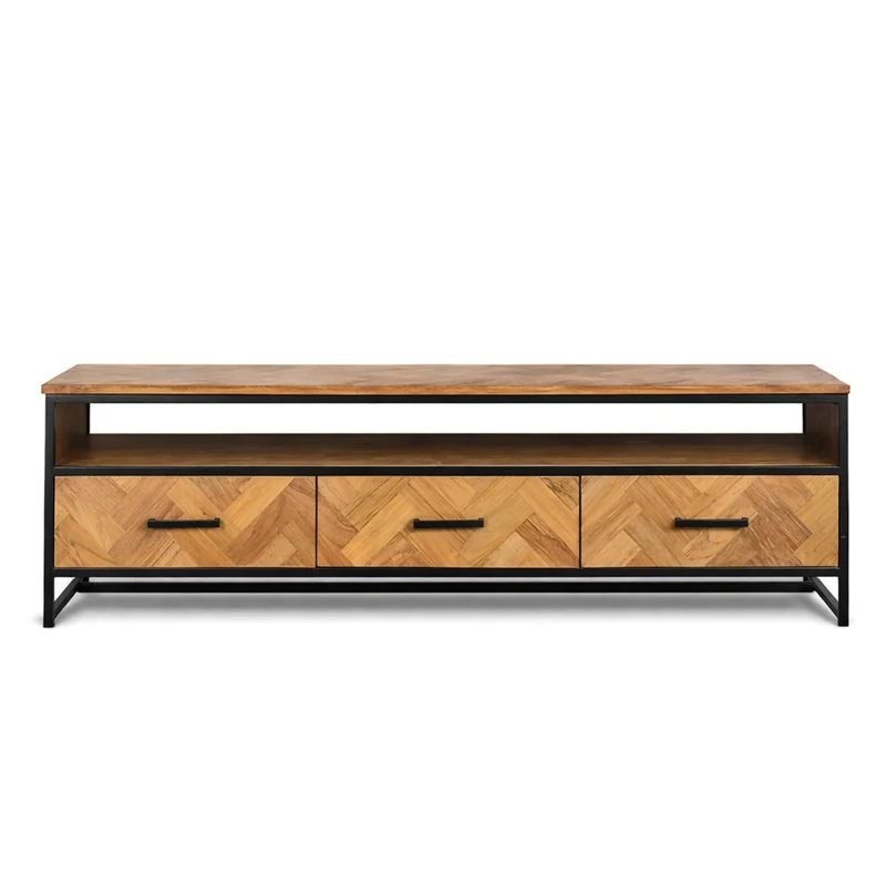 TV-Lowboard Teakholz Metall - Accent