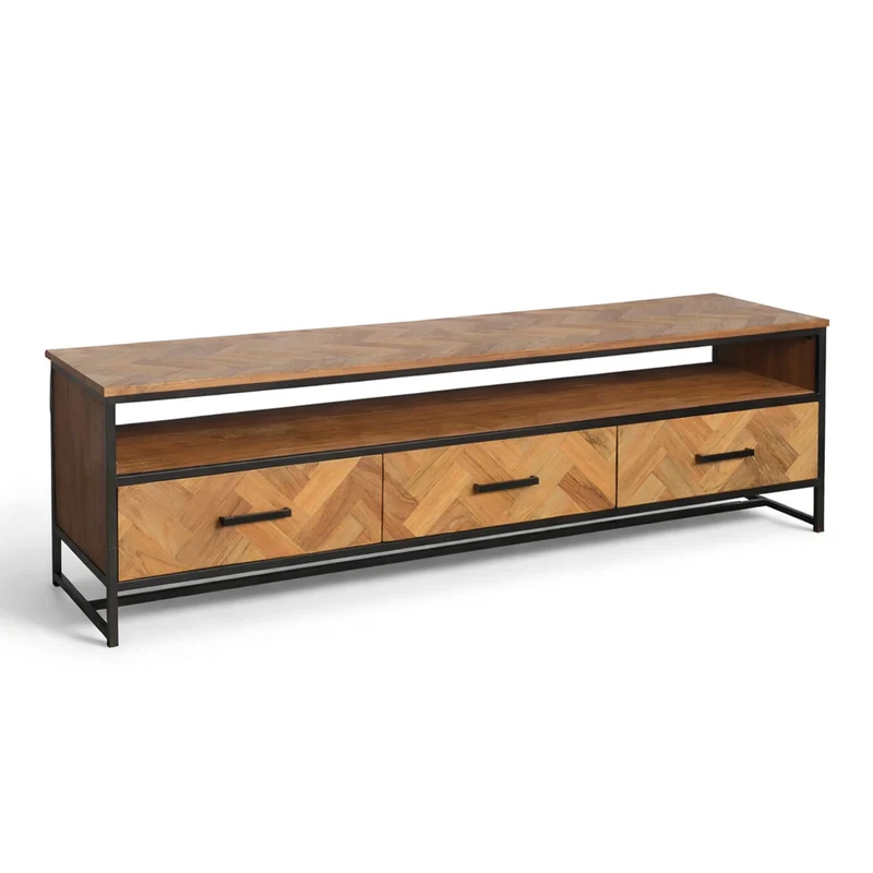 TV-Lowboard Teakholz Metall - Accent