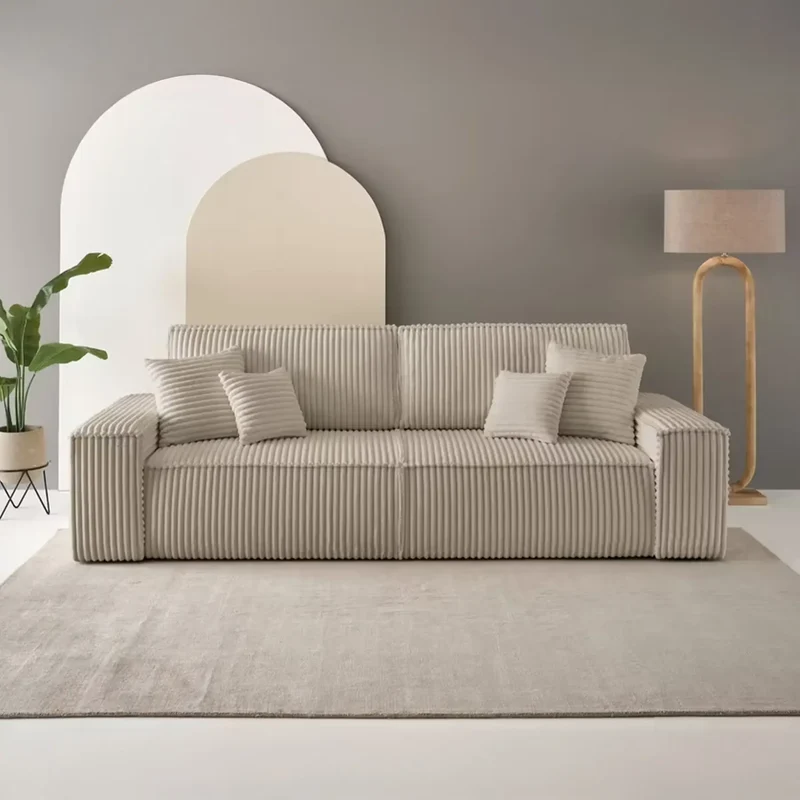 3-Sitzer Schlafsofa Breitcord Creme - Finnley