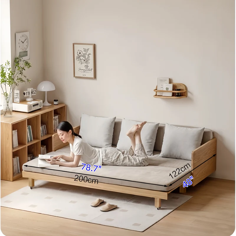 Japandi Massivholzrahmen Tatami-Schlafsofa