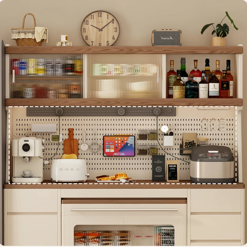 Sideboard-Schrank aus Massivholz mit ausziehbarem Esstisch