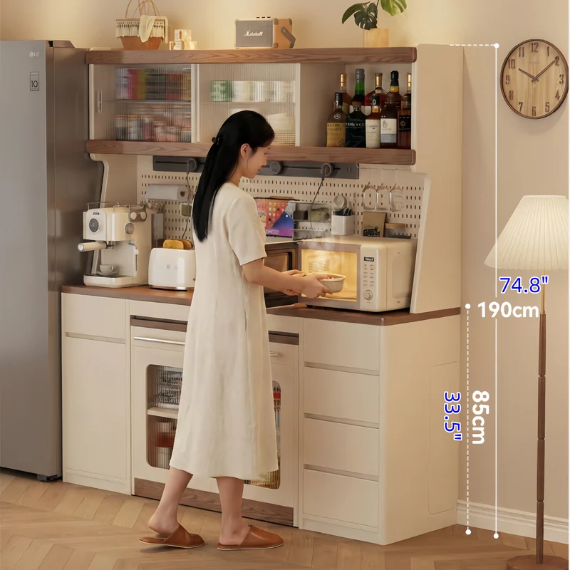 Sideboard-Schrank aus Massivholz mit ausziehbarem Esstisch