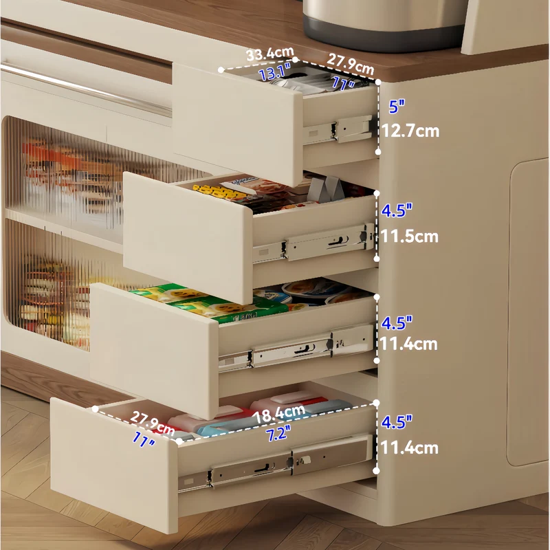 Sideboard-Schrank aus Massivholz mit ausziehbarem Esstisch