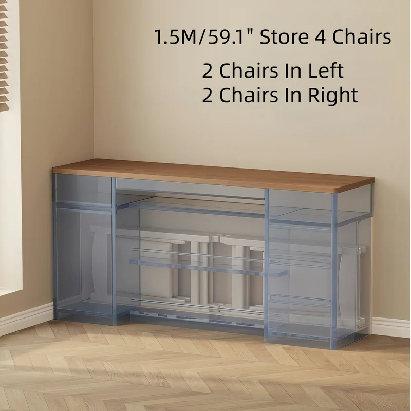 Sideboard-Schrank aus Massivholz mit ausziehbarem Esstisch