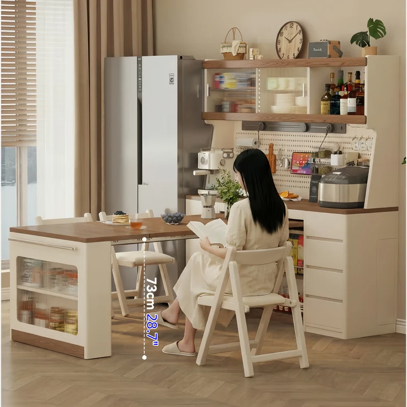 Sideboard-Schrank aus Massivholz mit ausziehbarem Esstisch