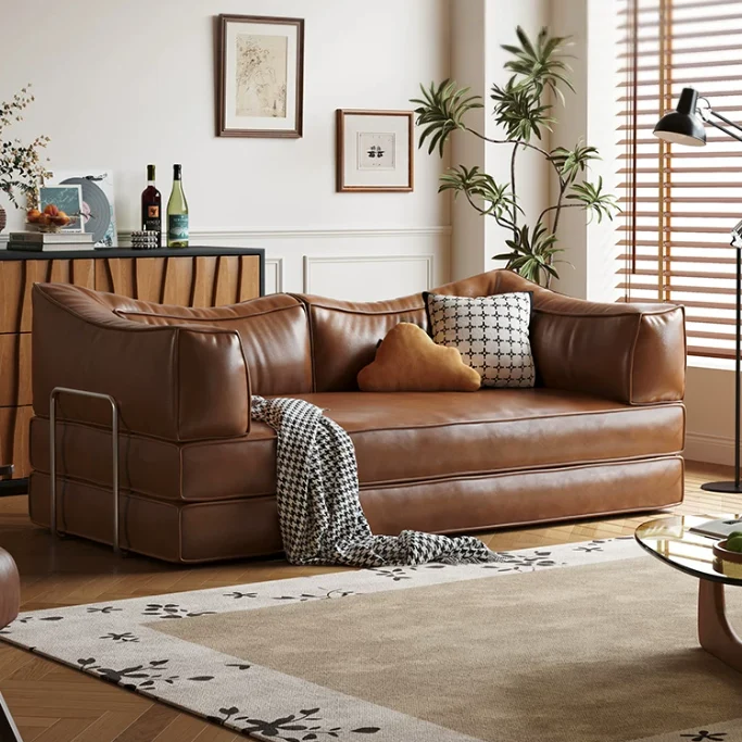 Modulares Schlafsofa aus geöltem und gewachstem Leder ohne Knochen