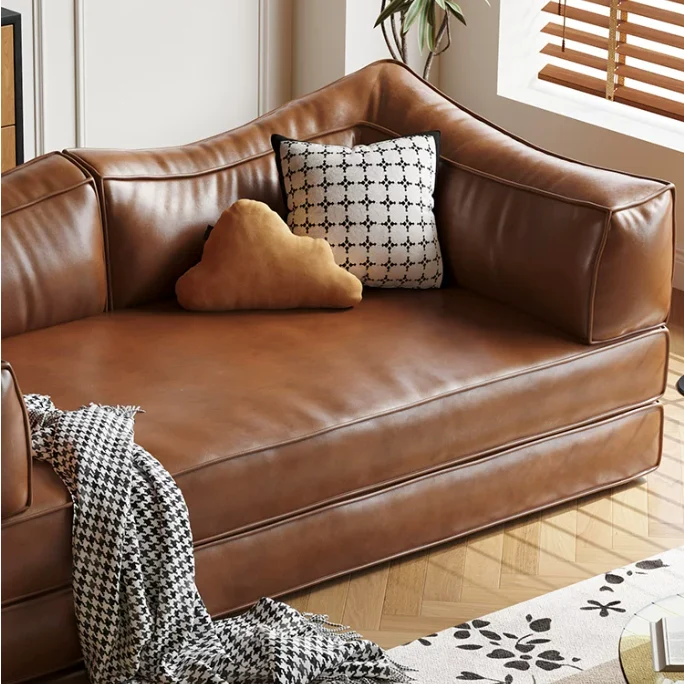 Modulares Schlafsofa aus geöltem und gewachstem Leder ohne Knochen