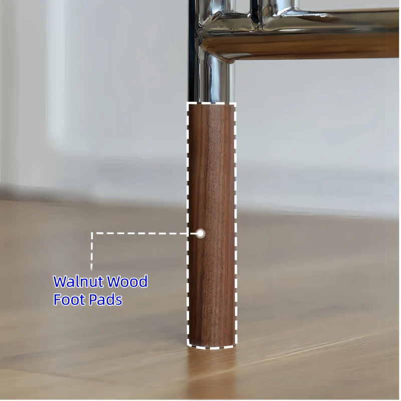 Esstisch mit zwei Klappplatten und Beinen aus Edelstahl