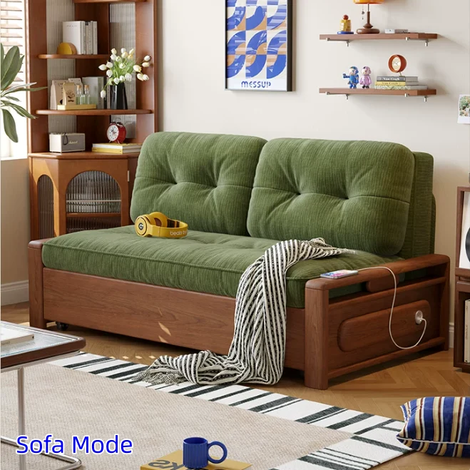 3-in-1-Schlafsofa aus Chenille-Stoff mit integriertem Stauraum