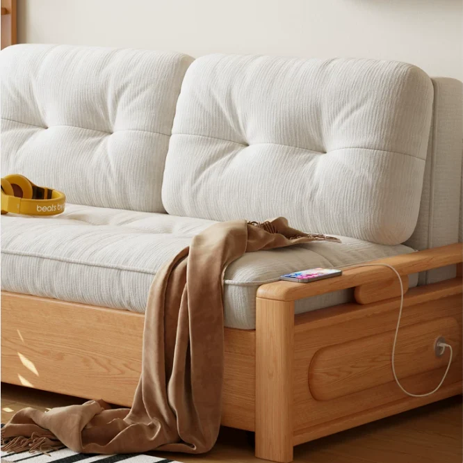3-in-1-Schlafsofa aus Chenille-Stoff mit integriertem Stauraum