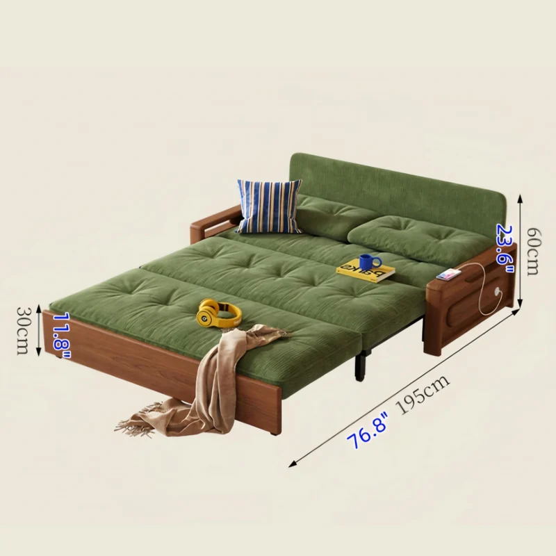 3-in-1-Schlafsofa aus Chenille-Stoff mit integriertem Stauraum