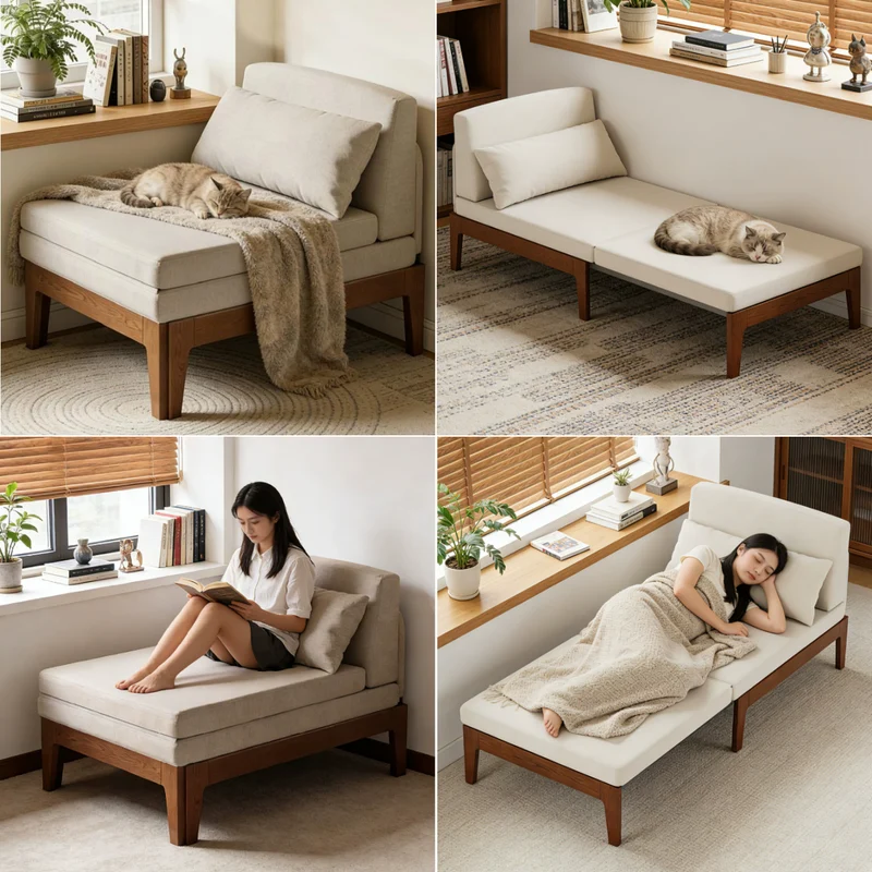 Verwandelbares Futon-Tagesbett aus Massivholz