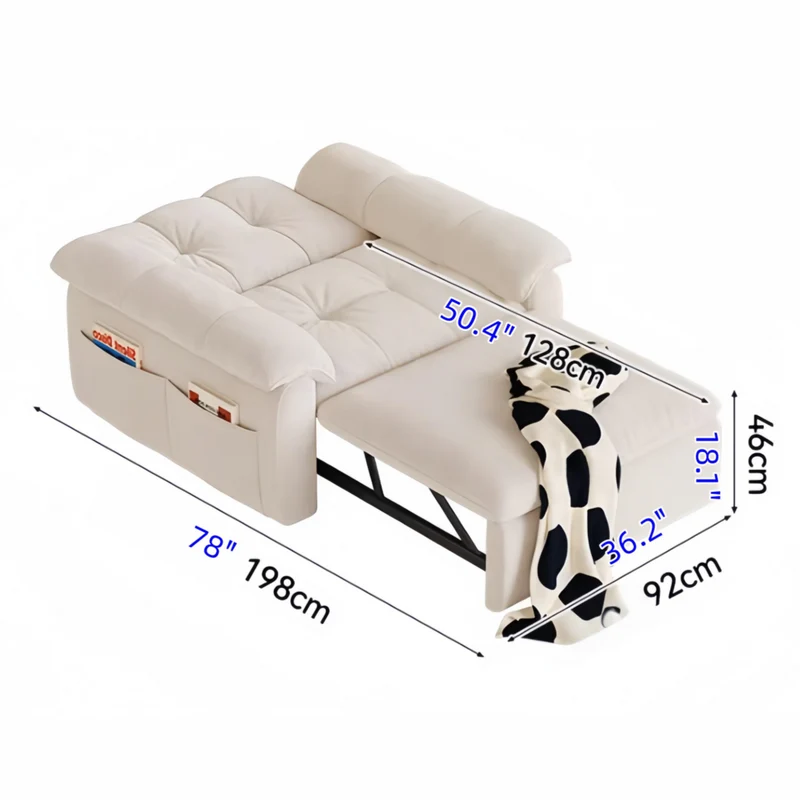FatCat Schlafsofa aus Mikrofaser-Wildleder mit Seitentaschen