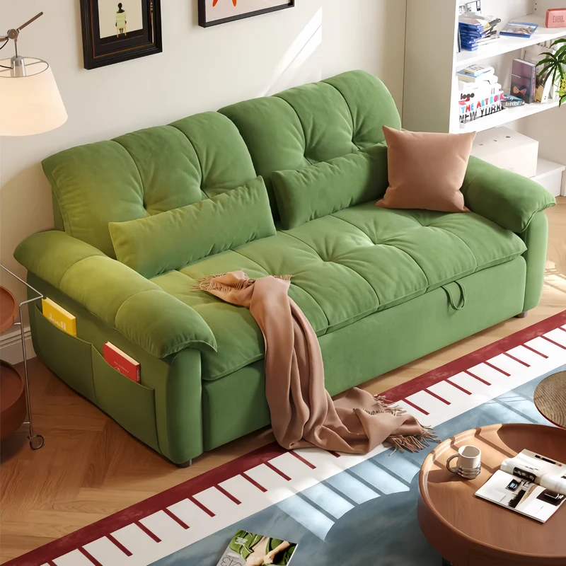 FatCat Schlafsofa aus Mikrofaser-Wildleder mit Seitentaschen