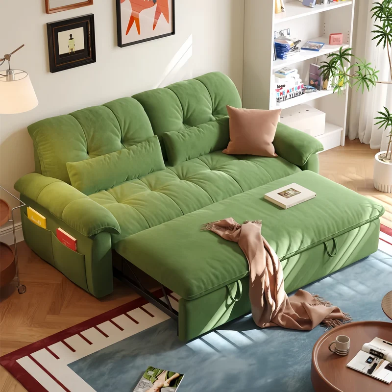 FatCat Schlafsofa aus Mikrofaser-Wildleder mit Seitentaschen
