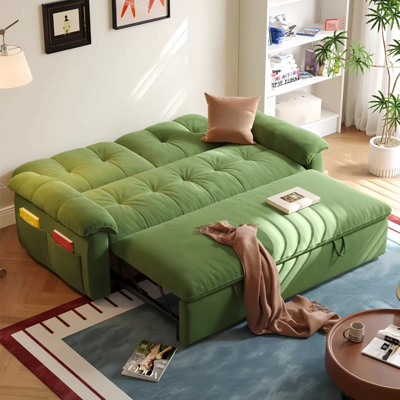 FatCat Schlafsofa aus Mikrofaser-Wildleder mit Seitentaschen