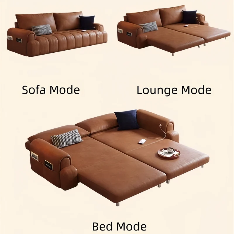 4-in-1 Schlafsofa aus geöltem Wachsleder