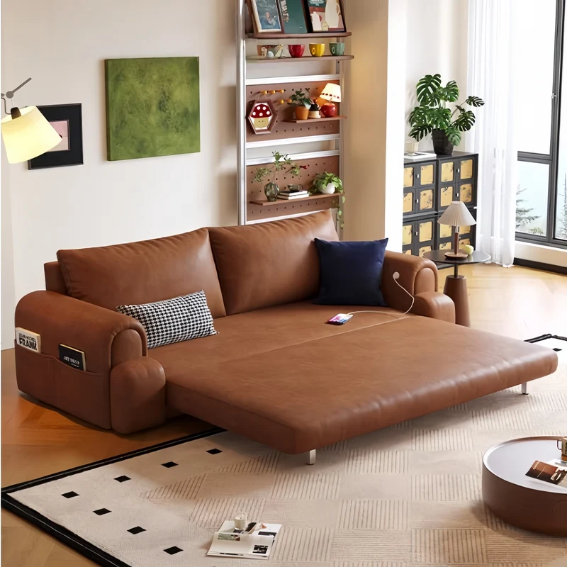 4-in-1 Schlafsofa aus geöltem Wachsleder
