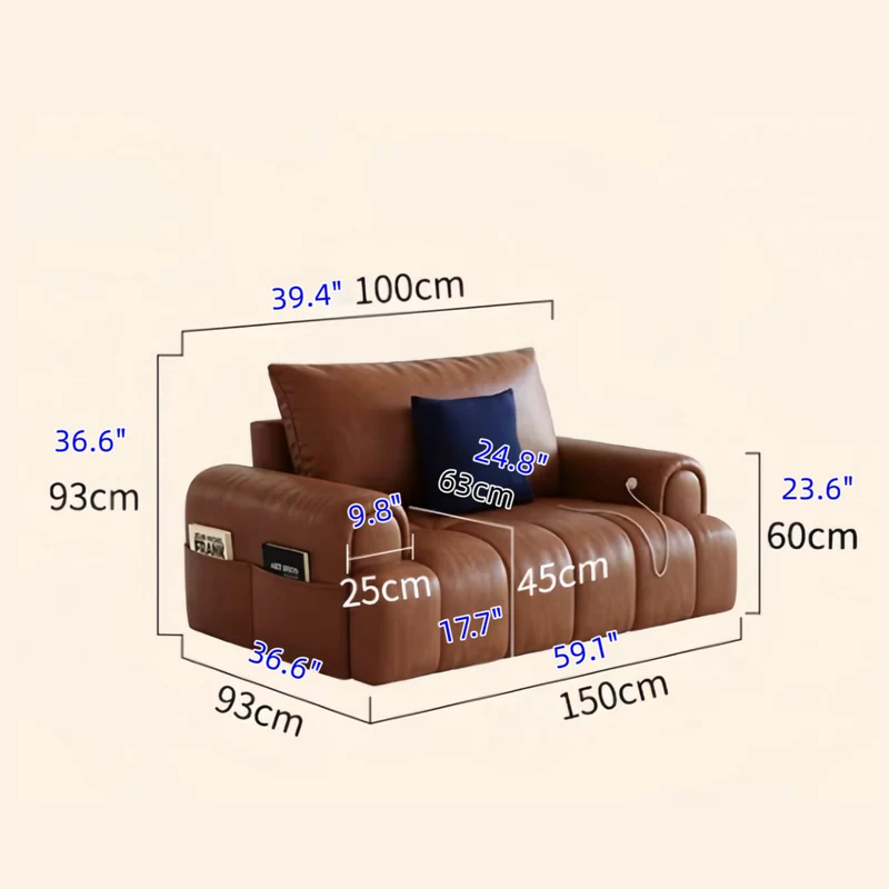 4-in-1 Schlafsofa aus geöltem Wachsleder