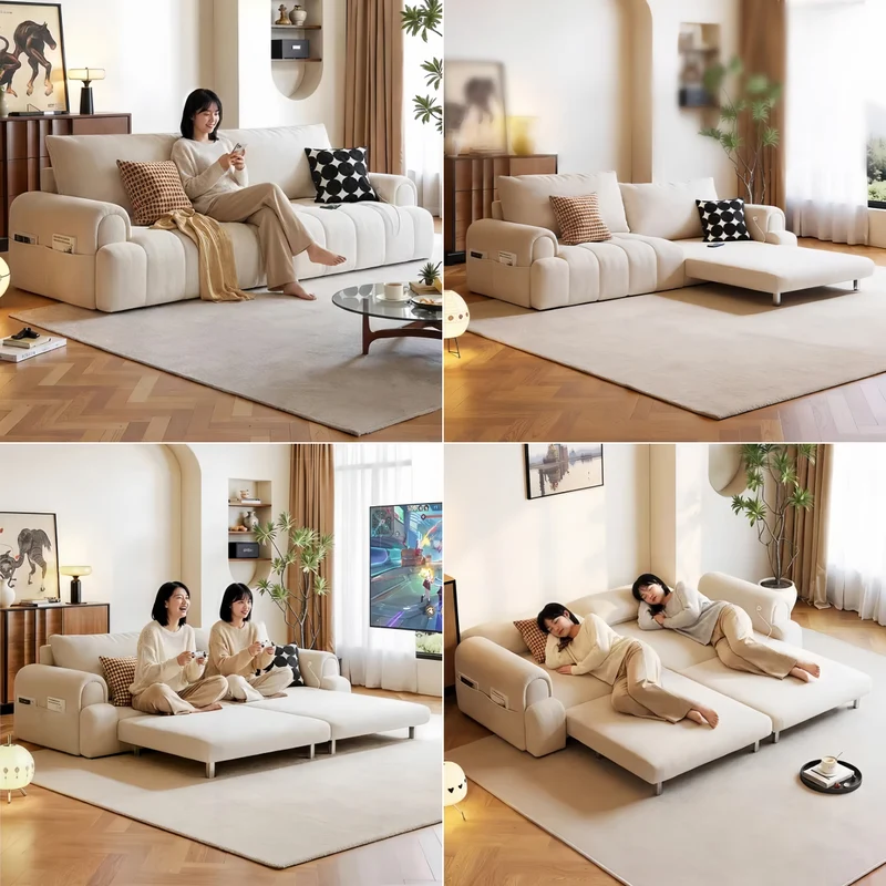 4-in-1-Schlafsofa aus Mikrofaser-Wildleder
