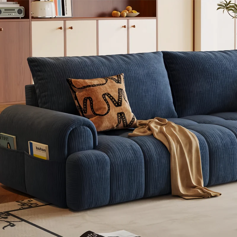 4-in-1-Schlafsofa aus cremefarbenem Chenille-Stoff