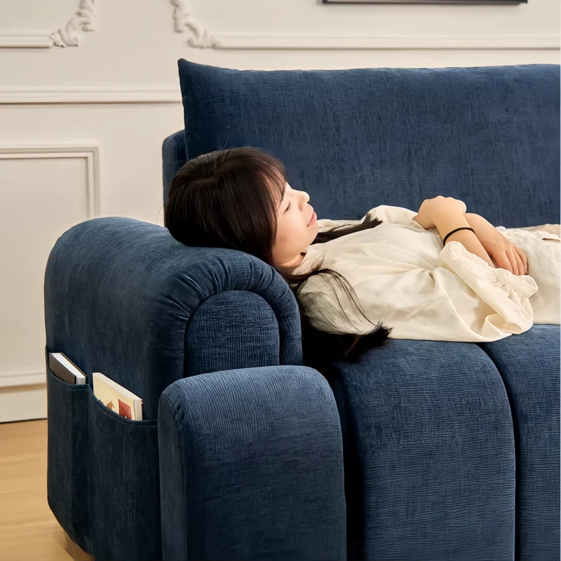 4-in-1-Schlafsofa aus cremefarbenem Chenille-Stoff