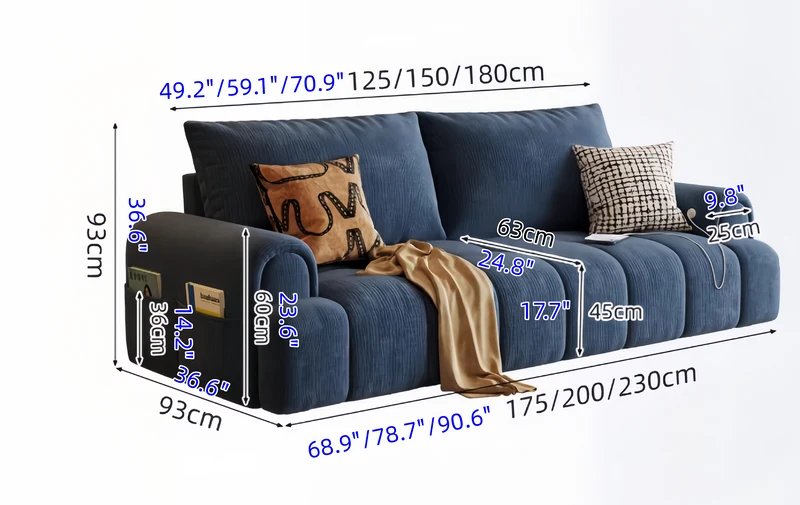 4-in-1-Schlafsofa aus cremefarbenem Chenille-Stoff