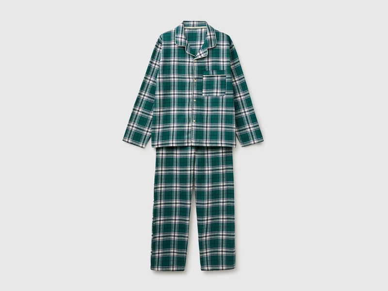 Offener Flanell-Pyjama mit Karomuster