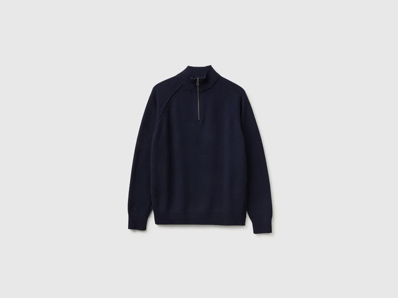 Pullover mit Reißverschluss aus 100 % Merinowolle