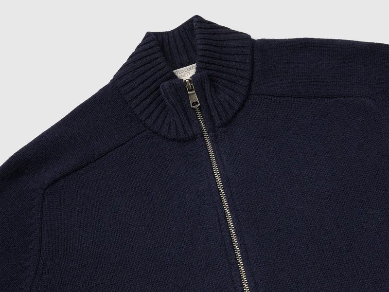 Strickjacke mit Reißverschluss aus 100 % Merinowolle