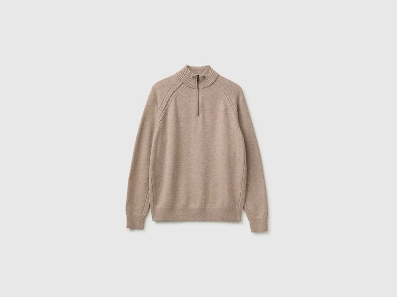 Pullover mit Reißverschluss aus 100 % Merinowolle