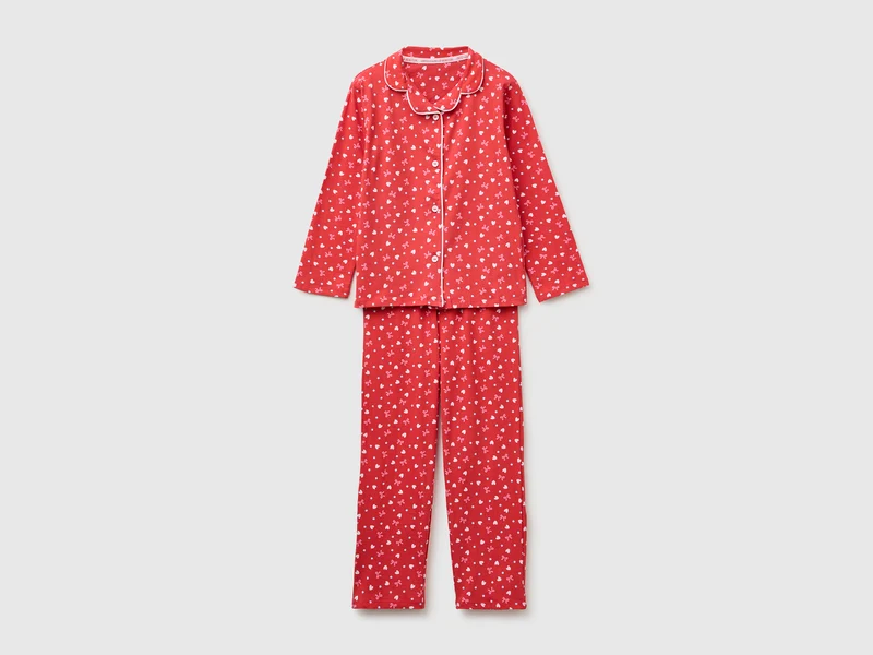 Offener Pyjama mit gemustertem Druck