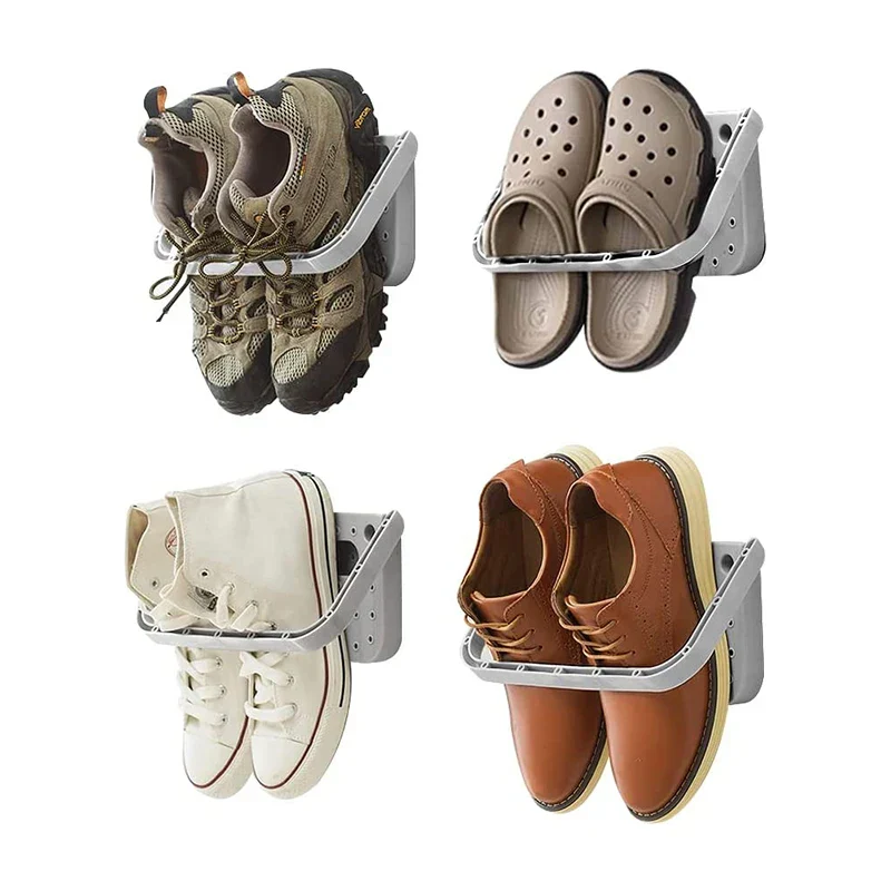 Schuh-Wandhalter Grau aus Kunststoff – 28 × 15 cm