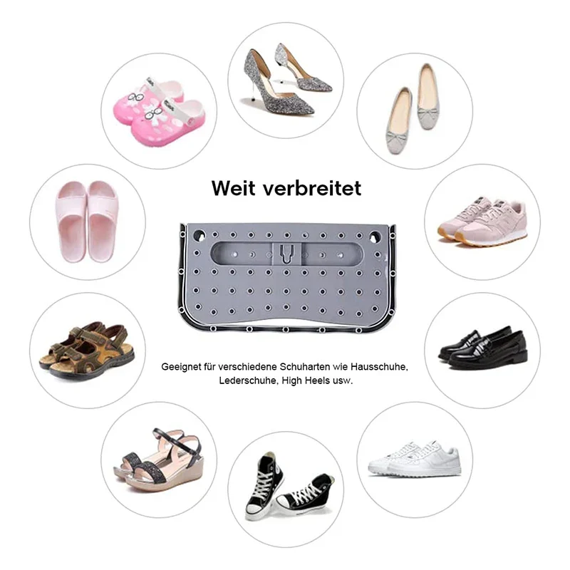 Schuh-Wandhalter Grau aus Kunststoff – 28 × 15 cm